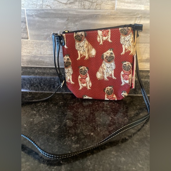 Signare Tapestry Small Crossbody Bag Sling Bag for Women with Pug Dog Design NWT - Picture 1 of 12